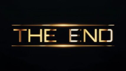 Gold "The End"  card on black background