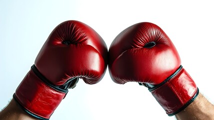 Fierce Limor in Red Boxing Gloves Preparing for an Intense Fight on Isolated White Background with Studio Lighting