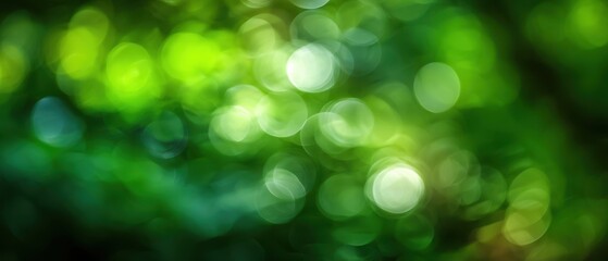 The vibrant bokeh effect in a lush green forest background.