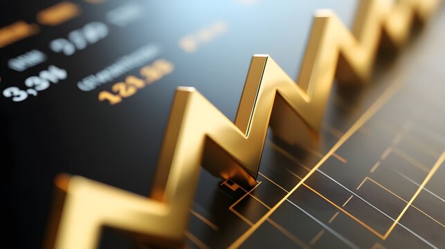 Futuristic Financial Data Soaring in Golden Success