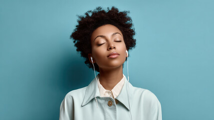calm woman enjoying her workout wearing headphones fully focused during her exercise routine