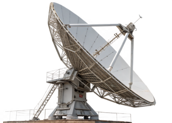 Large Satellite Dish Antenna for Communication and Research Against a Dark Background Capturing Technological Advancement and Innovation