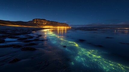 Coastal glow at night