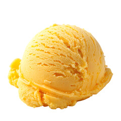 A single scoop of mango ice cream dessert isolated on a transparent background png