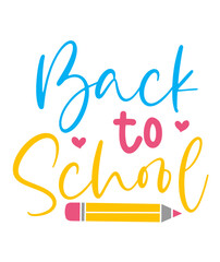 Back To School typography clip art design on plain white transparent isolated background for card, shirt, hoodie, sweatshirt, apparel, tag, mug, icon, poster or badge