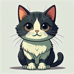Obraz premium Flat 2D vector illustration of a cute cat in minimal clean design with simple background.