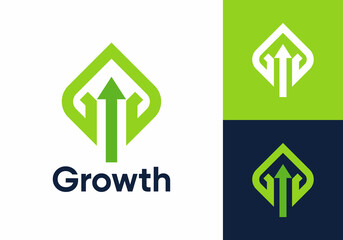 leaf arrow logo. nature tree growth symbol icon design