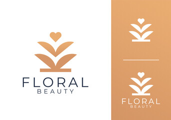 abstract leaf tree logo. plant flower luxury beauty vector design concept