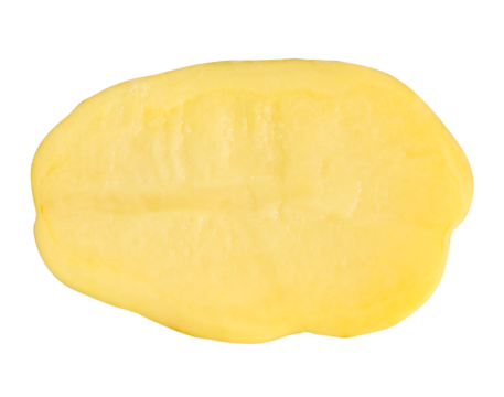 One half of potato isolated with clipping path in png file format