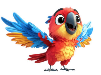 Obraz premium Cute colorful parrot with wings spread, isolated on transparent background