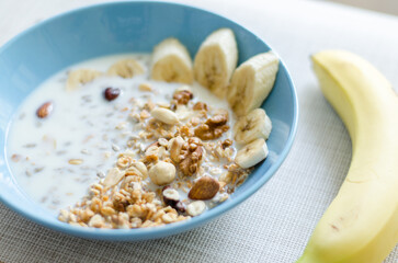 Wholesome Granola Breakfast with Nuts and Bananas