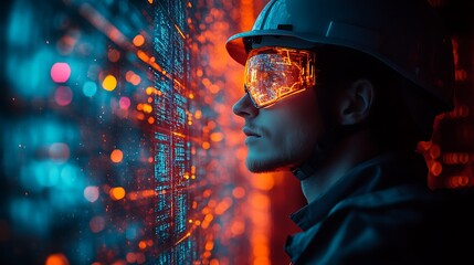 Person focused on high tech screen