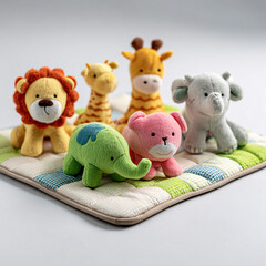A playful scene with a baby playmat and soft toys, ideal for infant playtime and early childhood development content.