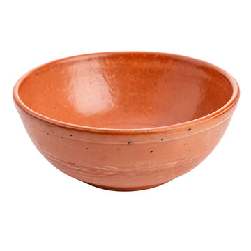 An empty rustic terracotta clay soup bowl isolated on a transparent background png