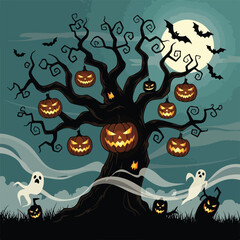 halloween wall art with pumpkin and bats