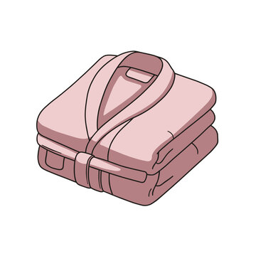spa bathrobe folded, Folded pink bathrobe with tie belt 