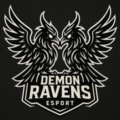 Esport team logo of two demon ravens facing each other