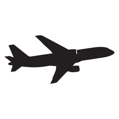 Silhouette of a Jet Airplane Ascending into the Sky Commercial Aviation and Global Travel Icon Vector Illustration