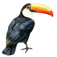 Obraz premium A colorful toucan bird with a large beak, isolated on transparent background