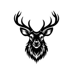 Majestic Stag Head Silhouette with Intricate Details and Geometric Flair
