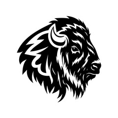 Striking Black and White Bison Profile Image, Bold and Graphic Representation
