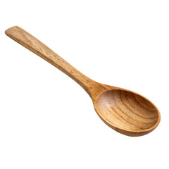 A single classic wooden spoon kitchen utensil isolated on a transparent background png