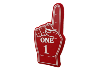 Red Foam Finger with Number One Celebrating Sports and Team Spirit Isolated on Black Background Great for Victory and Cheer