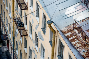 Obraz premium Saint Petersburg, Russia, 25 July 2019, View of wide avenue street and rooftops