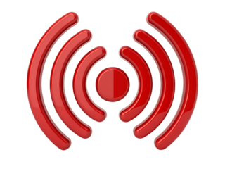 Red Wifi Signal Icon Isolated on Black Background Wireless Communication Technology Concept for Internet Connectivity and Digital Transmission