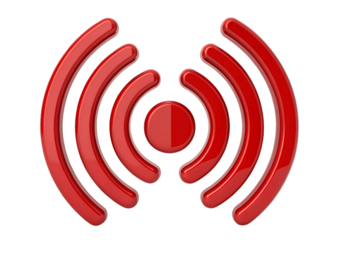 Red Wifi Signal Icon Isolated on Black Background Wireless Communication Technology Concept for Internet Connectivity and Digital Transmission
