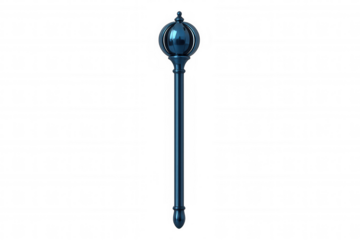 Blue scepter isolated on transparent background, symbolizing royalty, leadership, and governance