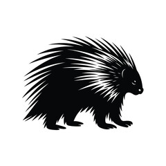 Porcupine silhouette illustration with quills, perfect for design and graphics
