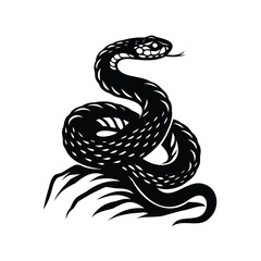 Fototapeta premium Intricate black snake drawing on a jagged base against white background art
