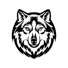 Stylized Wolf Head with Intricate Black and White Tribal Inspired Design