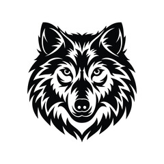 Striking Monochrome Wolf Head Portrait with Intricate Geometric Fur Design