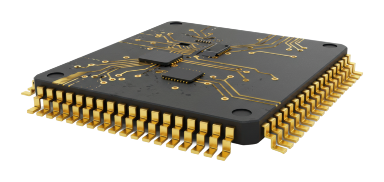 Innovative circuit board technology lab 3d render high-tech environment electronics concept isolated PNG