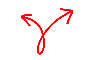Red arrow pointing up and down. Both side two direction arrow hand drawn doodle. Hand drawn upward downward arrow isolated on transparent png