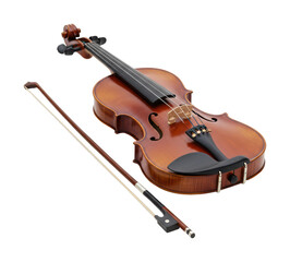 Fototapeta premium Beautiful violin performance concert hall music instrument artistic setting passionate melody isolated PNG