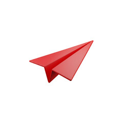 An isolated origami paper plane 3d illustration, red paper plane 3d icon