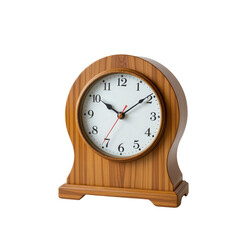 Stylish Wooden Clock with White Face and Black Numbers on Stand