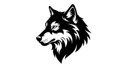 Naklejka premium Bold black silhouette of a wolf's head