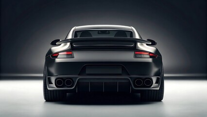 Matte black sports car rear view automotive vehicle