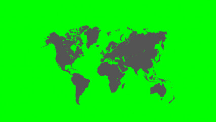 World Map Vector – Black Countries on Green Background, Earth Country Map Vector – Black Map on Green Background Illustration, Global Map Vector – Black Country Borders on Green Background