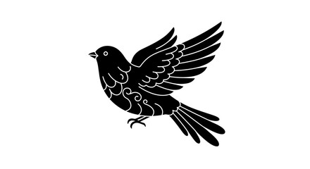 Obraz premium Elegant bird silhouette with intricate wing patterns in flight