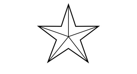 Obraz premium Minimalist linear star design with double outline on white background