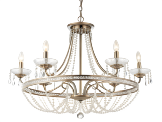 Elegant crystal chandelier with candle style lights and ornate design