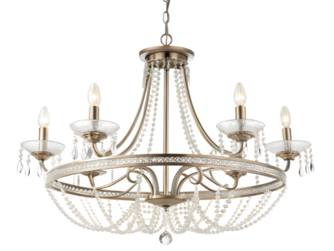 Elegant crystal chandelier with candle style lights and ornate design