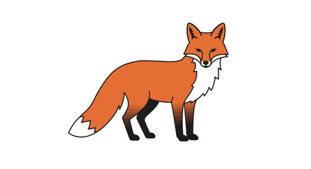 Charming fox in bold outline art with vibrant colors on white background