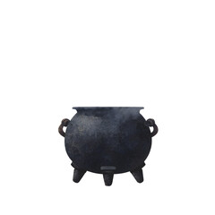 A weathered, cast iron cauldron rests on three short legs, hinting at old stories and bubbling brews.