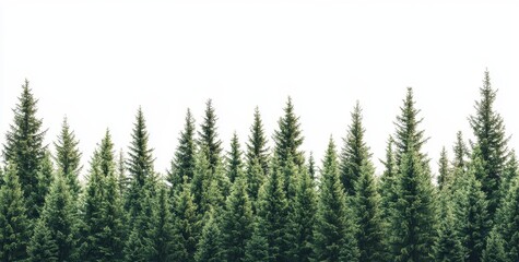 Fototapeta premium A dense coniferous forest with lush green trees in a natural environment isolated on a transparent background